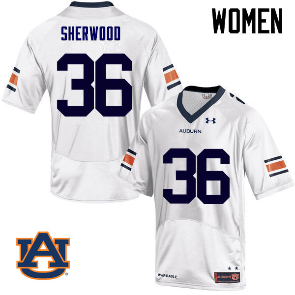 Women Auburn Tigers #36 Michael Sherwood College Football Jerseys Sale-White